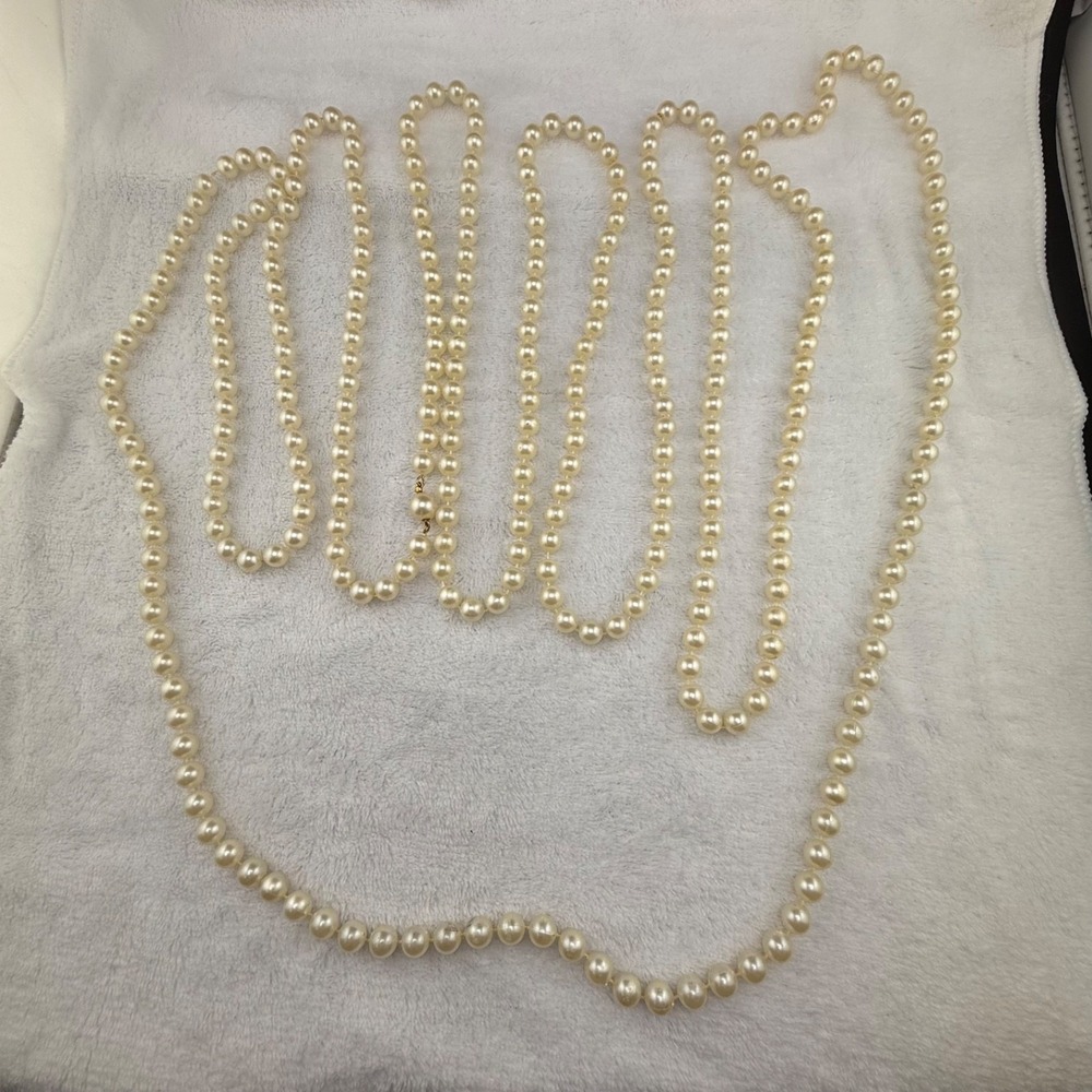 Vintage Flapper Imitation Pearl Necklace Extremely Long 108" - Picture 5 of 8
